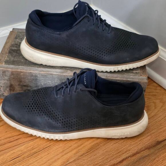 Cole Haan Zerogrand Stitchlite Oxford Men\'s 9 Navy Blue Nubuck Perforated Shoes main image 6